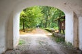 Entrance to the Straupes palace park . Royalty Free Stock Photo