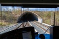 Entrance to the subway tunnel, view from the cabin Royalty Free Stock Photo