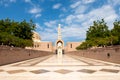 Entrance to Sultan Qaboos Grand Mosque in Muscat, Oman, symetrical view