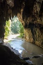 Entrance to the Tham Lod cave with stalactite and stalagmite Royalty Free Stock Photo