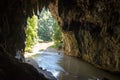 Entrance to the Tham Lod cave with stalactite and stalagmite Royalty Free Stock Photo