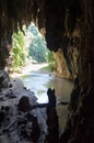 Entrance to the Tham Lod cave with stalactite and stalagmite Royalty Free Stock Photo