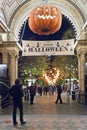 Entrance to the Tivoli park with decorations for the holiday - Halloween