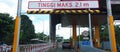 An entrance to a toll gate in Bekasi Indonesia with a maximum height sign for vehicles Royalty Free Stock Photo