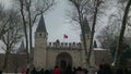 Entrance to Topkapi Palace Museum, winter time and and many tourists, Istanbul