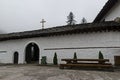 The entrance to the Troyan Monastery was originally founded in 1600 and has been restored to its present form in 1830-1865