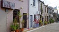 Entrance to typical Australian houses decorated with flower pots in Surry Hills, Australia