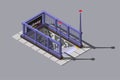 Entrance to underground metro station, vector isometric illustration