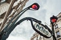 Entrance to an underground station of Paris Metro designed by Hector Guimard in Art Nouveau style, Paris France