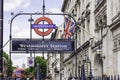 Entrance to Westminster underground station from Parliament Stre