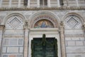 Entrance to the world`s largest baptistery in Pisa, Italy.