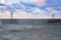 Entrance to the yacht port. Ustka Marina minimalistic long exposure photography. Poland Royalty Free Stock Photo