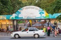 Entrance to the Zoological Park. Families visit the Almaty Zoo, especially in summer