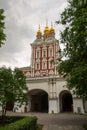 Entrance tower of the monastery, view inside the Novodevichy. Royalty Free Stock Photo