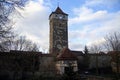The entrance tower of Rothenburg ob der Tauber during winter time Royalty Free Stock Photo