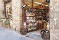 Entrance of traditional Italian wine and local food shop in Tuscany Royalty Free Stock Photo