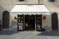 Entrance of traditional wine shop in Montalcino, Val d`Orcia, Tuscany, Italy Royalty Free Stock Photo