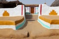 Entrance of traditionally painted house made with mud in a village of Khuri, Jaisalmer, India Royalty Free Stock Photo