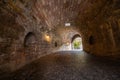The Entrance tunnel to the Kaiserburg in Nuremberg, Germany. It features deep, protective moat encircling its walls, adding to its
