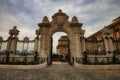 Entrance for the Turul statue in Buda Castle, Budapest, Hungary under the blue sky Royalty Free Stock Photo