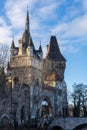 Entrance of Vajdahunyad Castle in the City Park of Budapest, Hungary, Eastern Europe