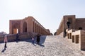 Entrance and walkway of historic Khaju Bridge (Pol-e Khajoo) on Zayanderud River in Isfahan