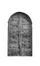 The entrance wooden door in an old Italian house black and white. Royalty Free Stock Photo