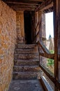 Entranceway to a historical building with stone steps in Rothenburg ob der Tauber