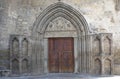 Entrande door of San Salvador, Sanguesa, Royalty Free Stock Photo