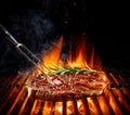 Entrecote Beef Steak On Grill With Rosemary Royalty Free Stock Photo