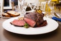 Entrecote with grilled garlic Royalty Free Stock Photo