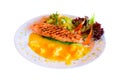 Entree of salmon steak