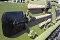 Entrenching tools mounted on armored tank