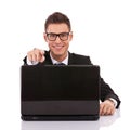 Entrepreneur at his desk working on laptop Royalty Free Stock Photo