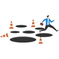 Entrepreneur jump pass many pitfalls to achieve business success. Avoid pitfall,