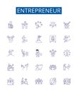 Entrepreneur line icons signs set. Design collection of Enterprising, business, innovator, visionary, aspiring, self