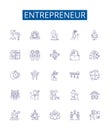 Entrepreneur line icons signs set. Design collection of Enterprising, business, innovator, visionary, aspiring, self