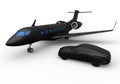 Entrepreneur private jet and car concept