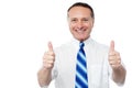 Entrepreneur showing double thumbs up Royalty Free Stock Photo