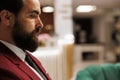 Entrepreneur sitting in lounge area