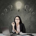 Entrepreneur thinking solution with light bulb
