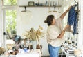 An entrepreneur woman in a clothe shop