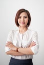 Entrepreneur young asian woman, business woman arms crossed on white background