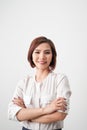 Entrepreneur young asian woman, business woman arms crossed on w Royalty Free Stock Photo