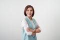 Entrepreneur young asian woman, business woman arms crossed on w Royalty Free Stock Photo