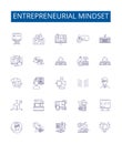 Entrepreneurial mindset line icons signs set. Design collection of Entrepreneurial, Mindset, Vision, Risk Taking