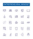 Entrepreneurial mindset line icons signs set. Design collection of Entrepreneurial, Mindset, Vision, Risk Taking