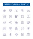 Entrepreneurial mindset line icons signs set. Design collection of Entrepreneurial, Mindset, Vision, Risk Taking