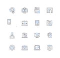 Entrepreneurial technology line icons collection. Startups, Innovation, Disruption, Strategy, Investment, Growth