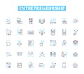 Entrepreneurship linear icons set. Innovation, Risk-taking, Visionary, Resilience, Creativity, Marketability, Ambition